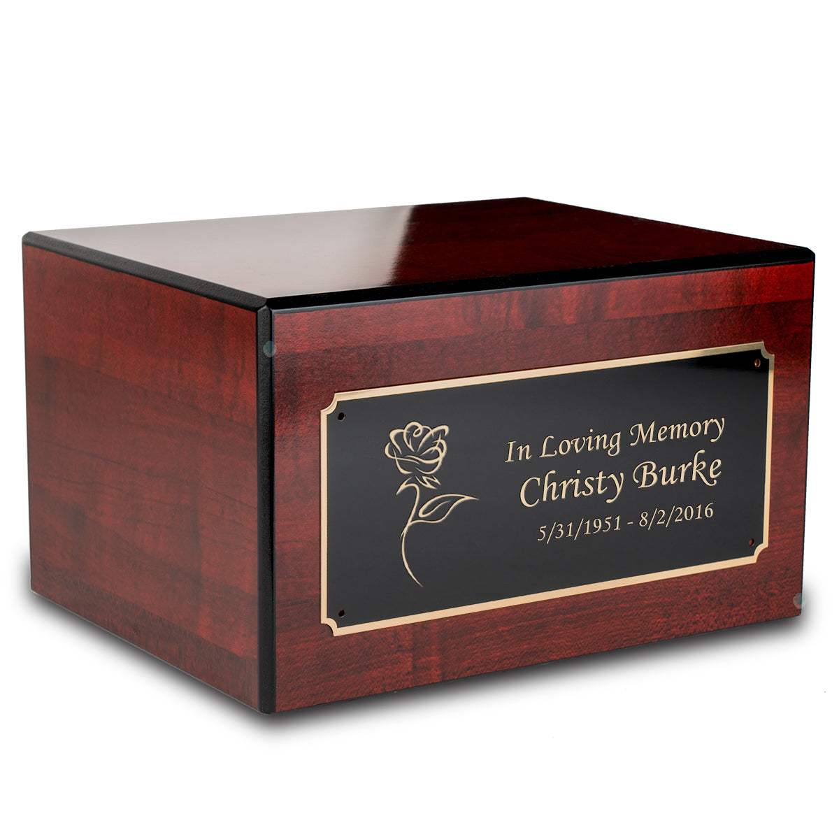 Custom Engraved Heritage Cherry Adult Cremation Urn Memorial Box for Ashes