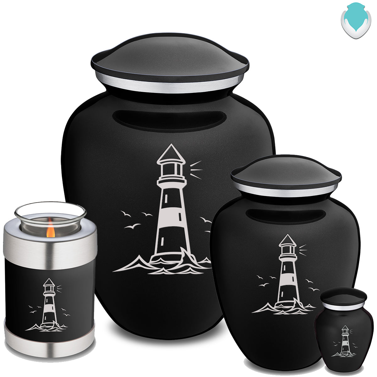 Keepsake Embrace Black Lighthouse Cremation Urn