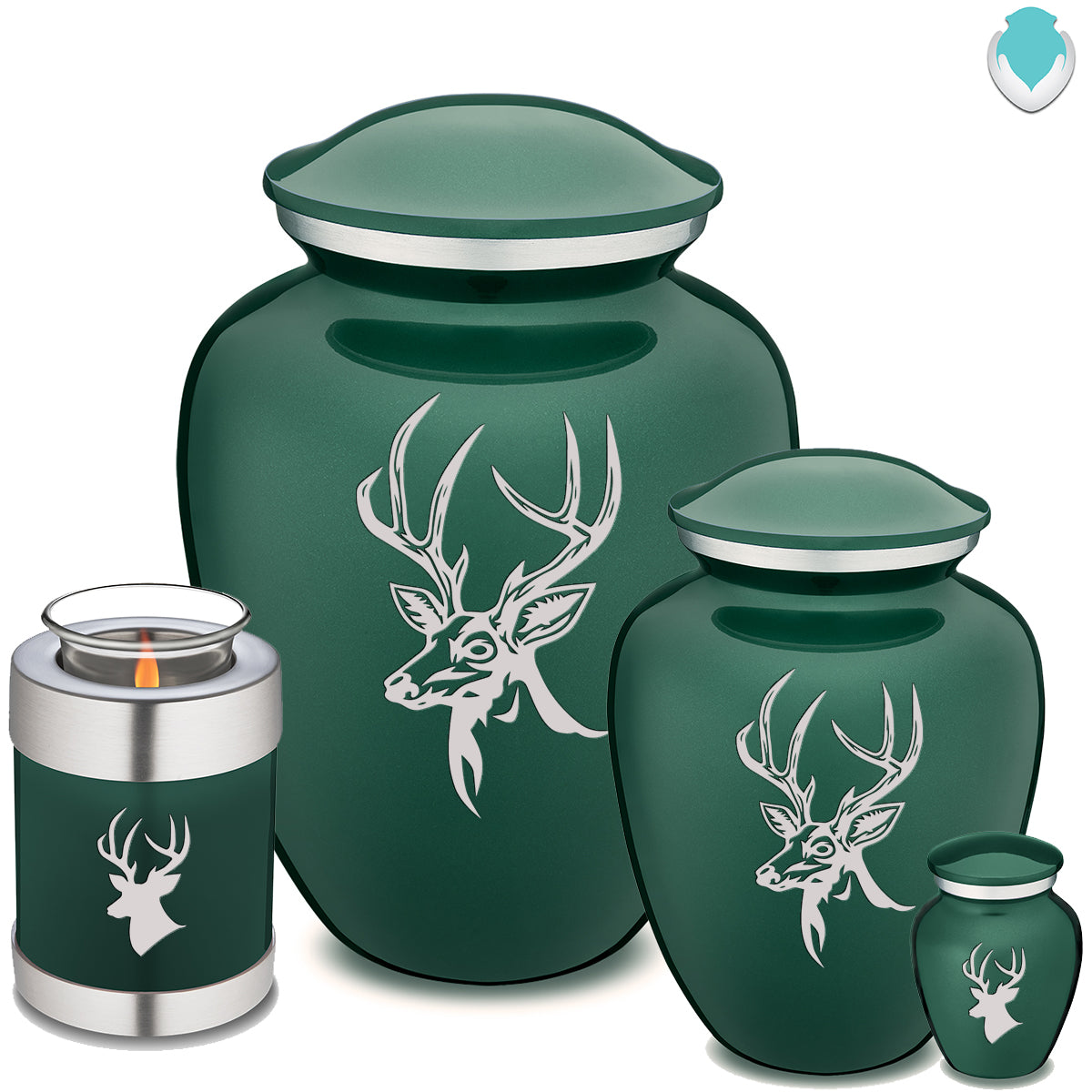 Candle Holder Embrace Green Deer Cremation Urn