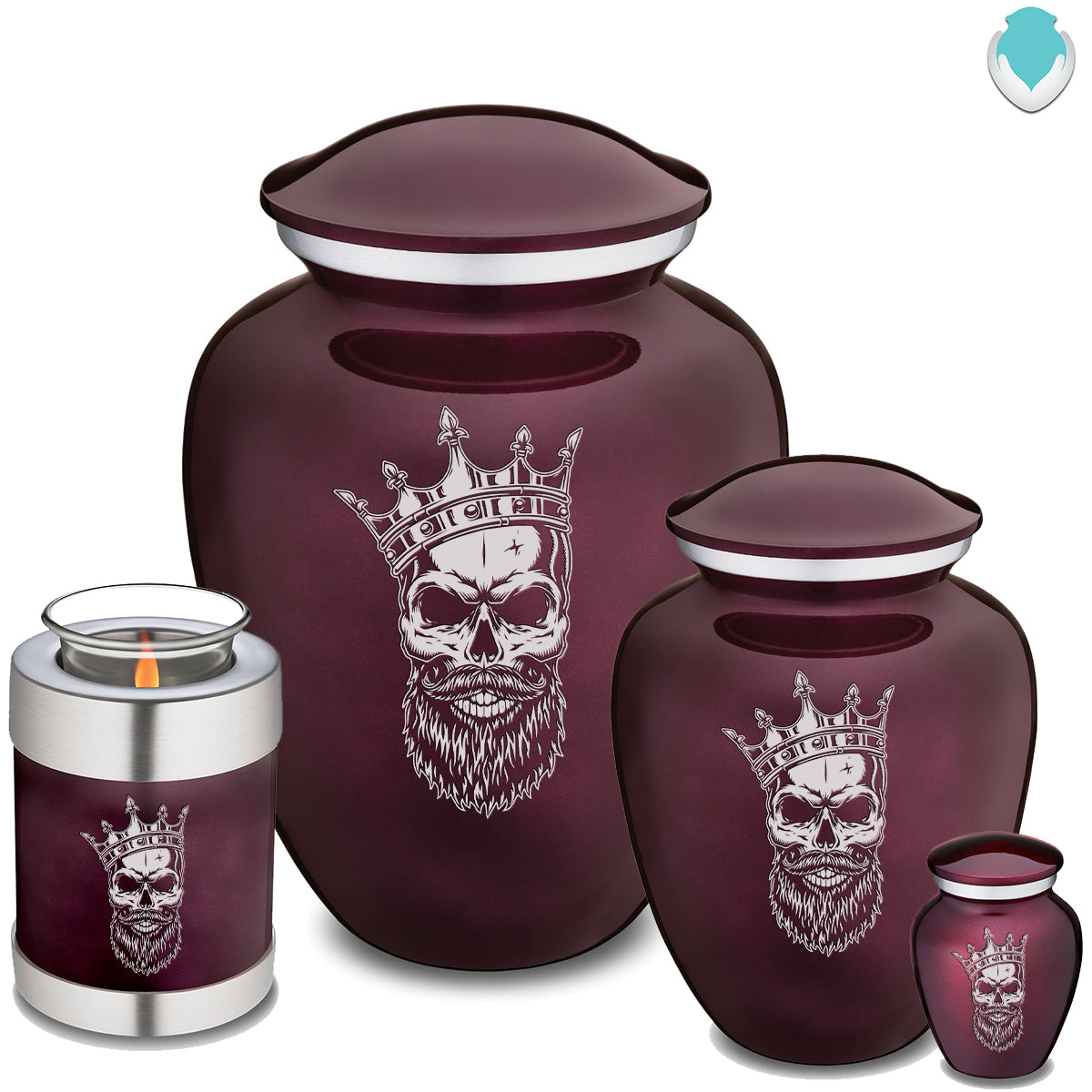 Candle Holder Embrace Cherry Purple Skull Cremation Urn
