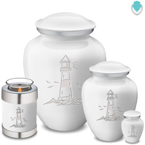 Medium Embrace White Lighthouse Cremation Urn