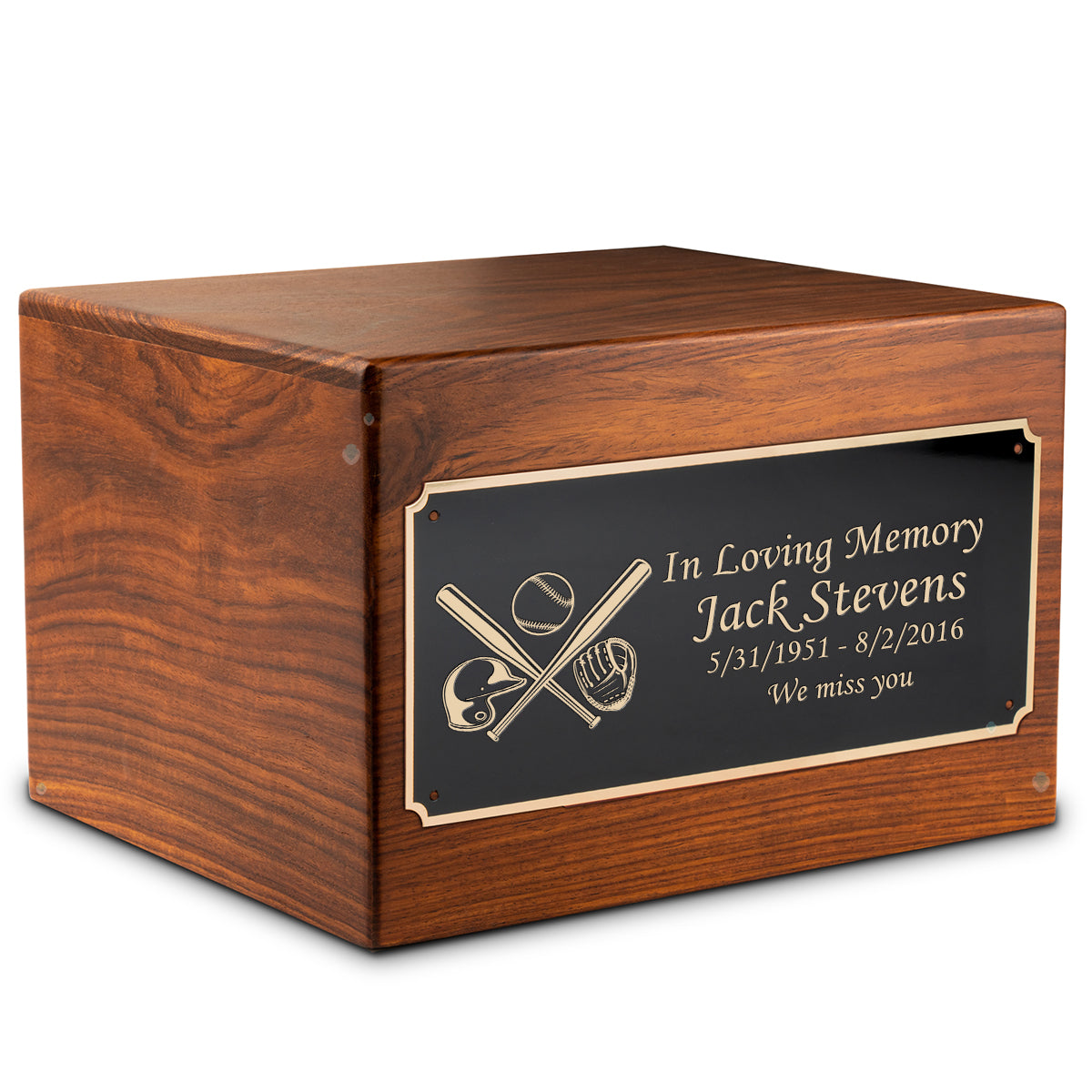 Adult Aura Baseball Custom Engraved Solid Wood Box Cremation Urn