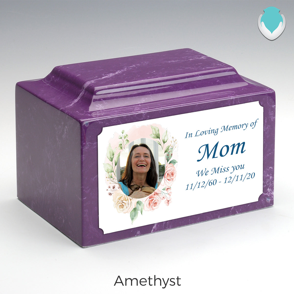 Adult Legacy Custom Printed Flower Photo Frame Cultured Marble Urns by MacKenzie