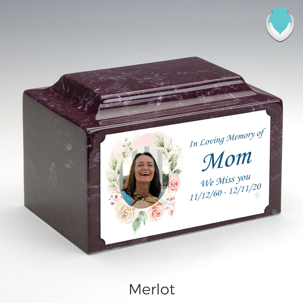 Adult Legacy Custom Printed Flower Photo Frame Cultured Marble Urns by MacKenzie