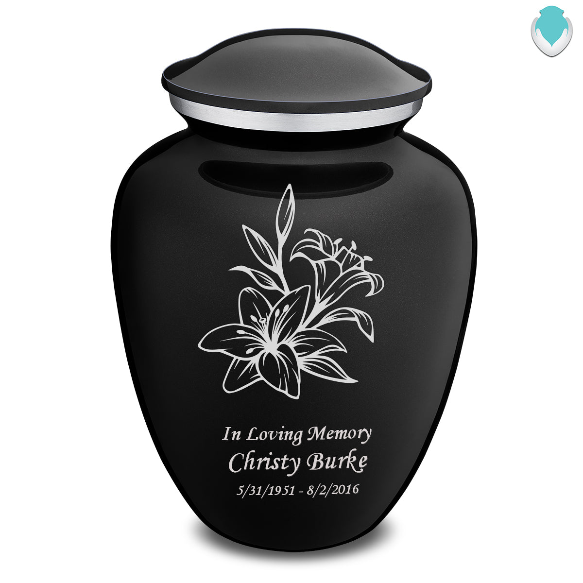 Adult Embrace Black Lily Cremation Urn
