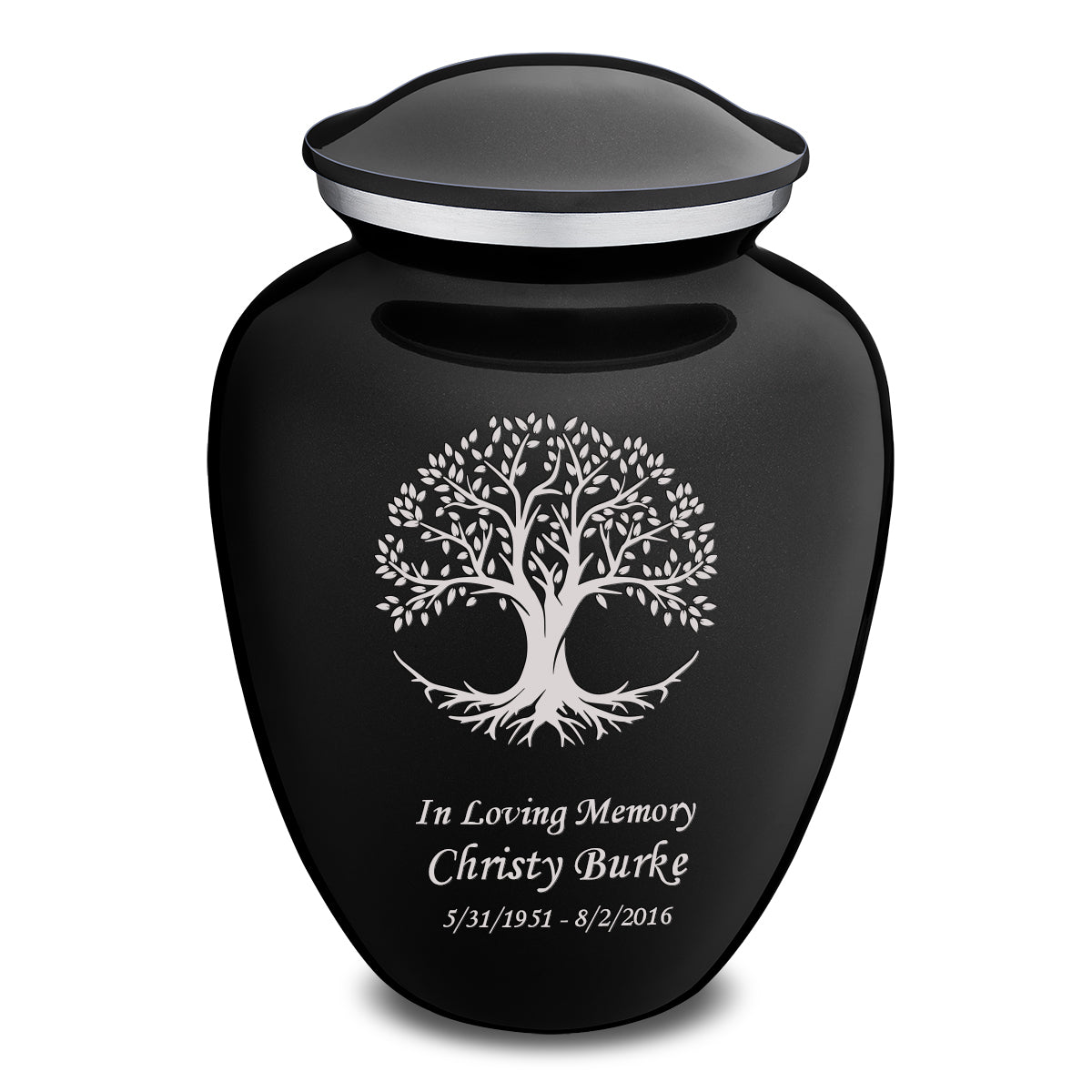 Adult Embrace Black Tree of Life Cremation Urn