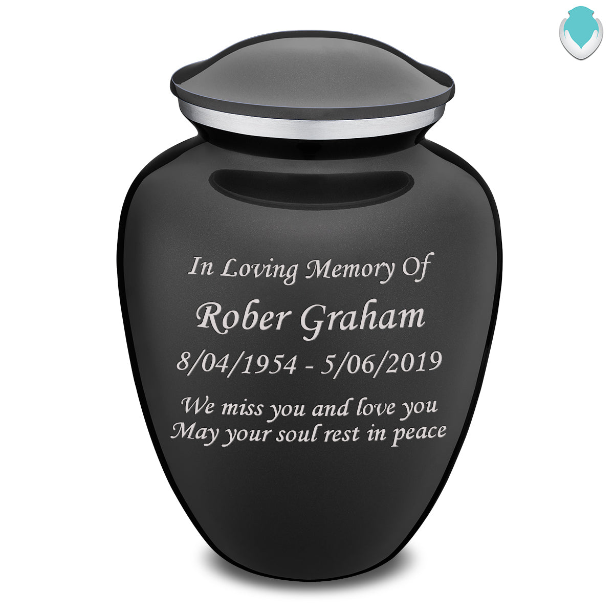 Adult Embrace Charcoal Custom Engraved Cremation Urn