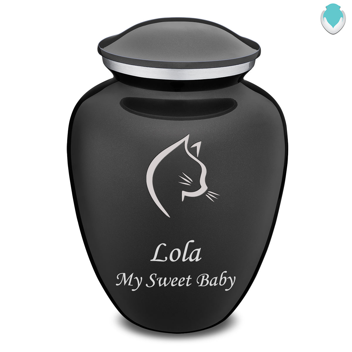 Large Embrace Charcoal Cat Pet Cremation Urn