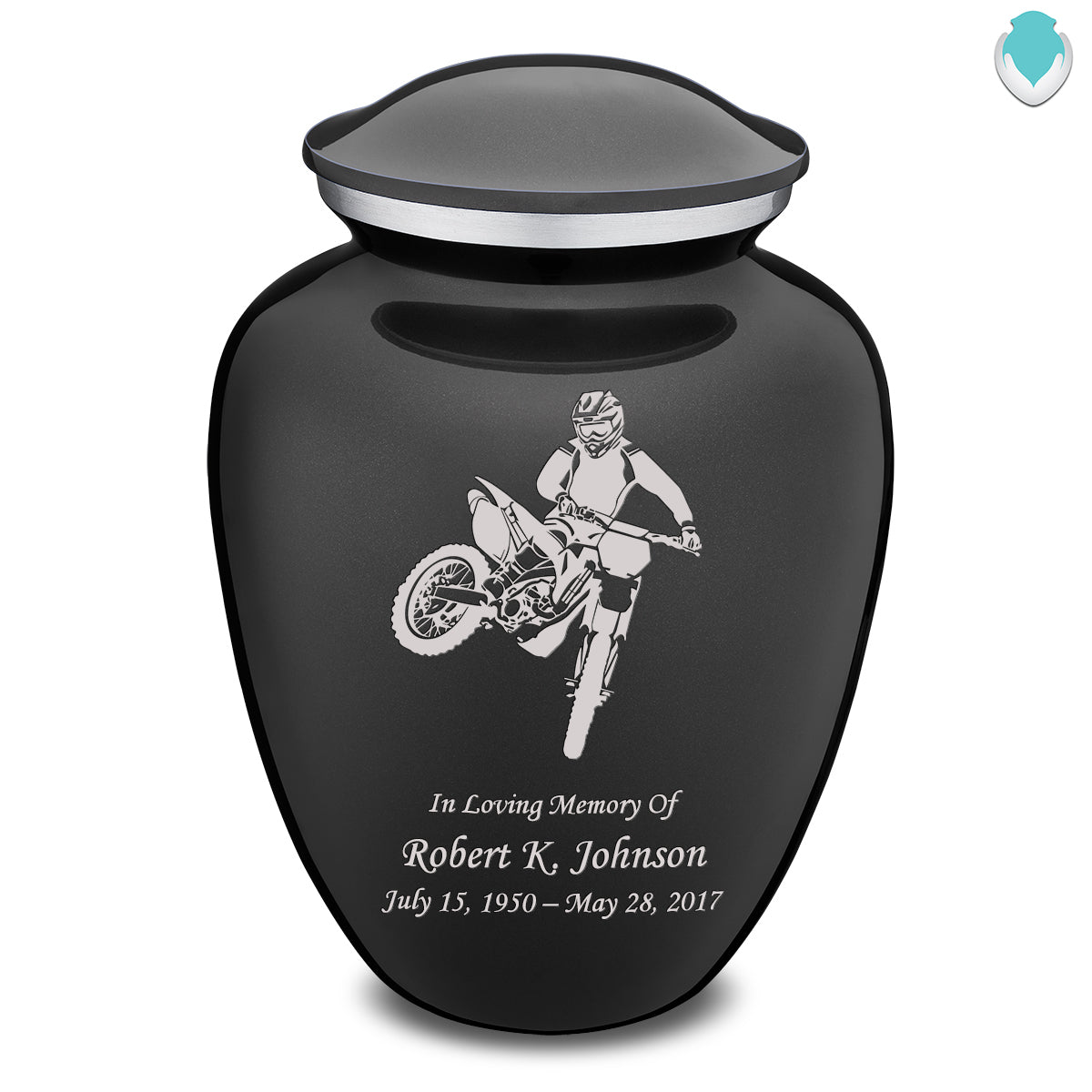 Adult Embrace Charcoal Dirt Bike Cremation Urn