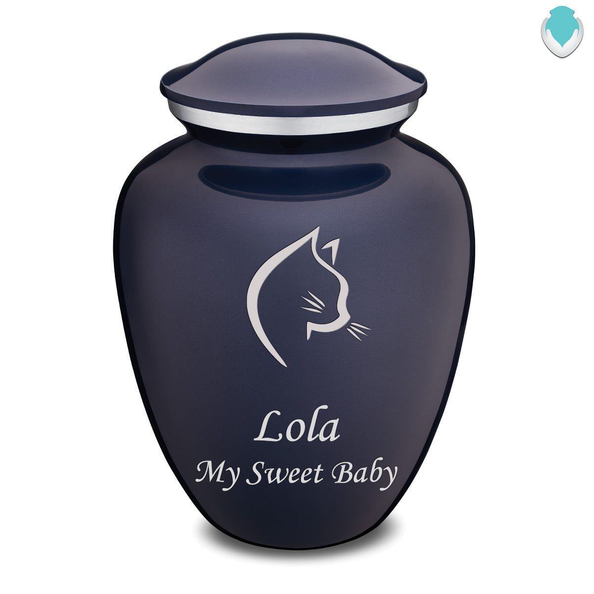 Large Embrace Cobalt Blue Cat Pet Cremation Urn