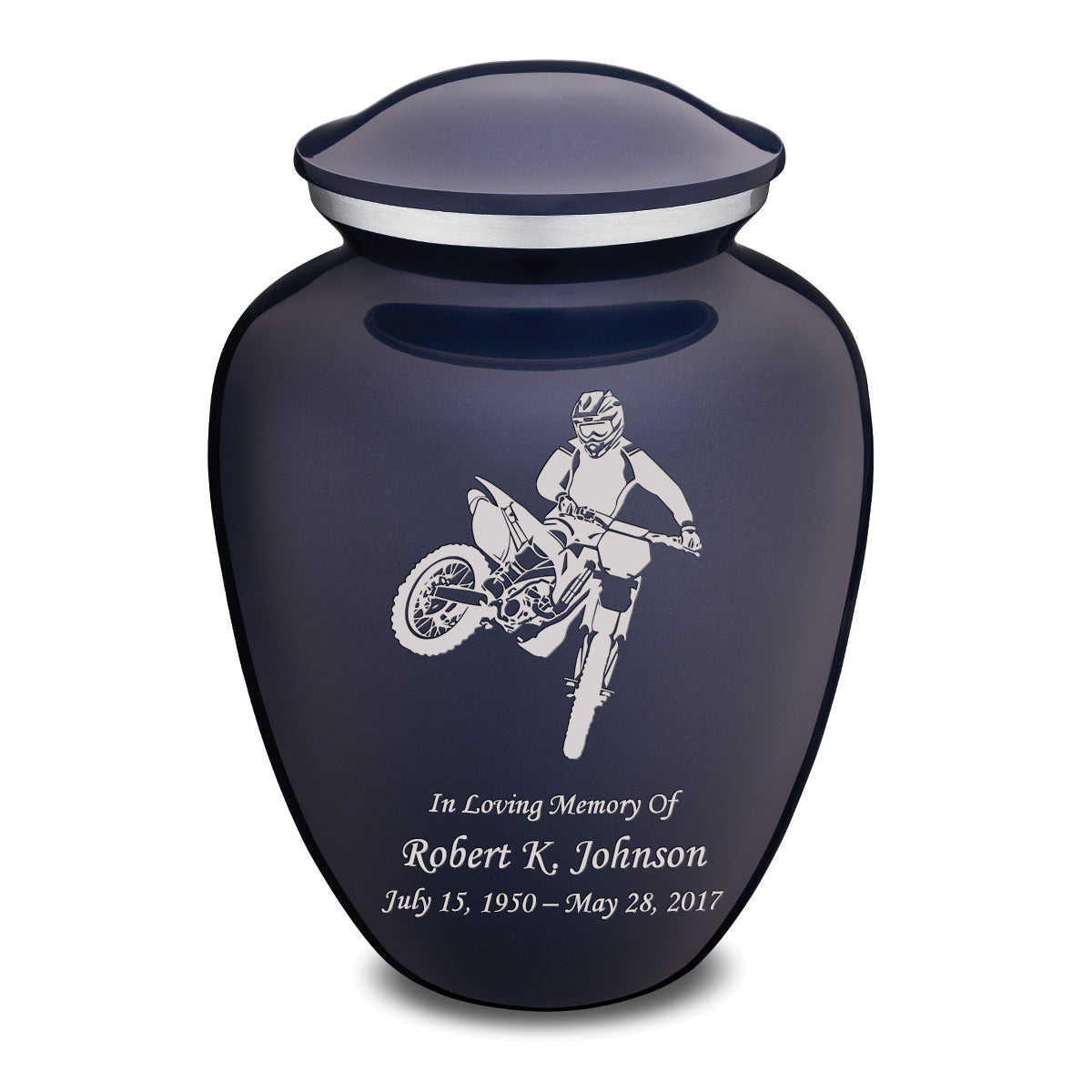 Adult Embrace Cobalt Blue Dirt Bike Cremation Urn