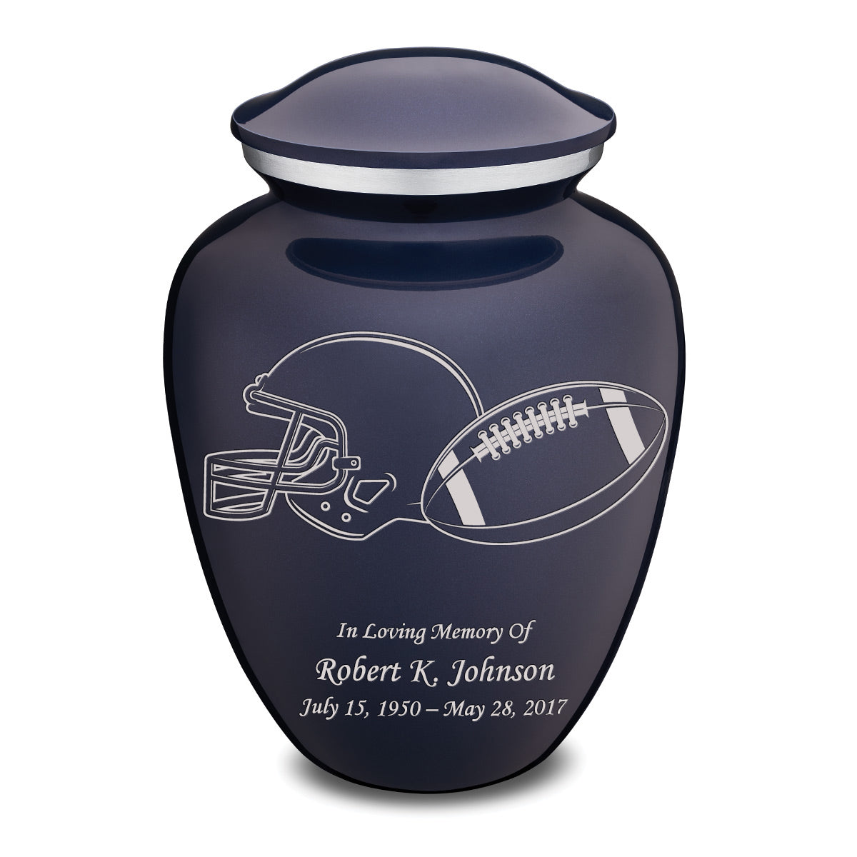 Adult Embrace Cobalt Blue Football Cremation Urn