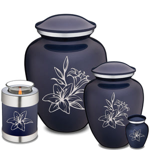 Medium Embrace Cobalt Blue Lily Cremation Urn