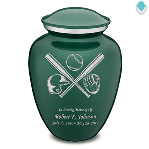 Adult Embrace Green Baseball Cremation Urn