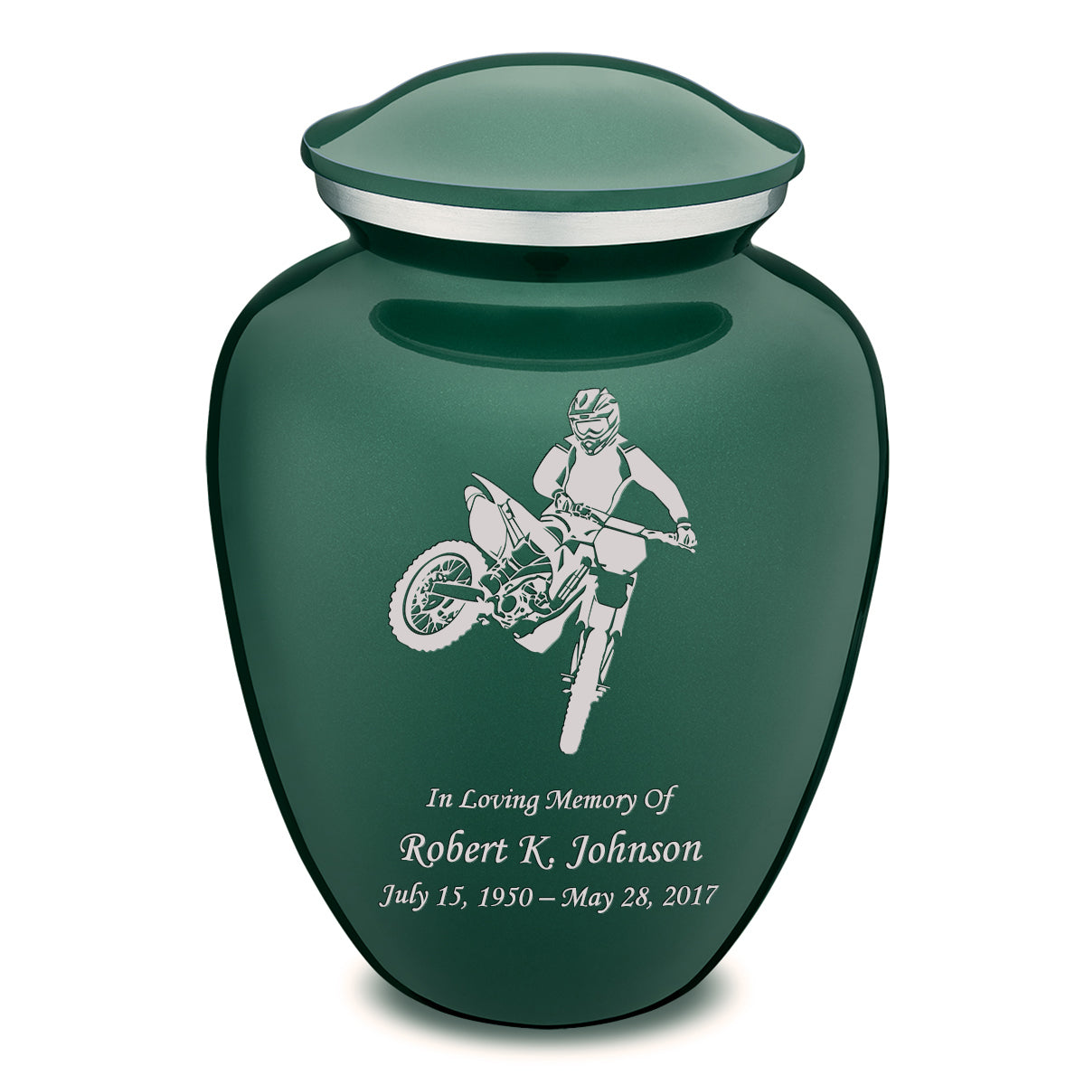 Adult Embrace Green Dirt Bike Cremation Urn