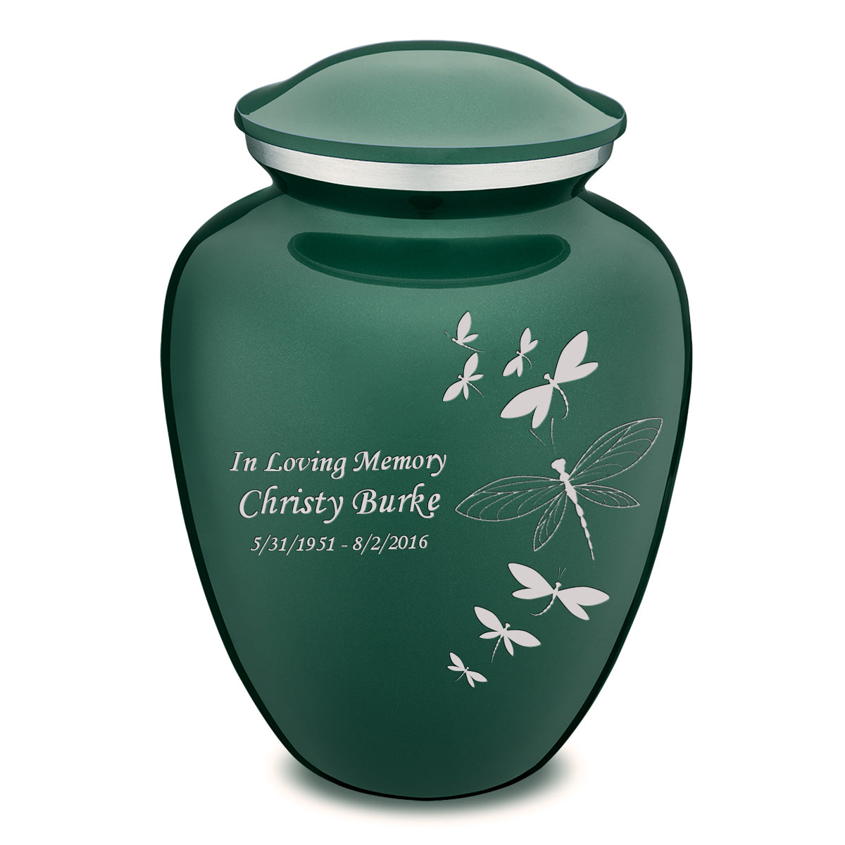 Adult Embrace Green Dragonflies Cremation Urn