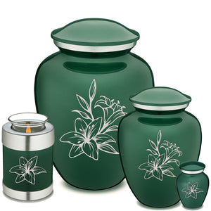 Medium Embrace Green Lily Cremation Urn