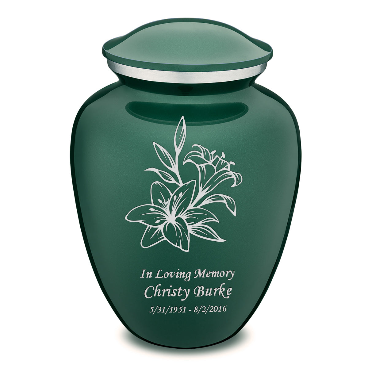 Adult Embrace Green Lily Cremation Urn