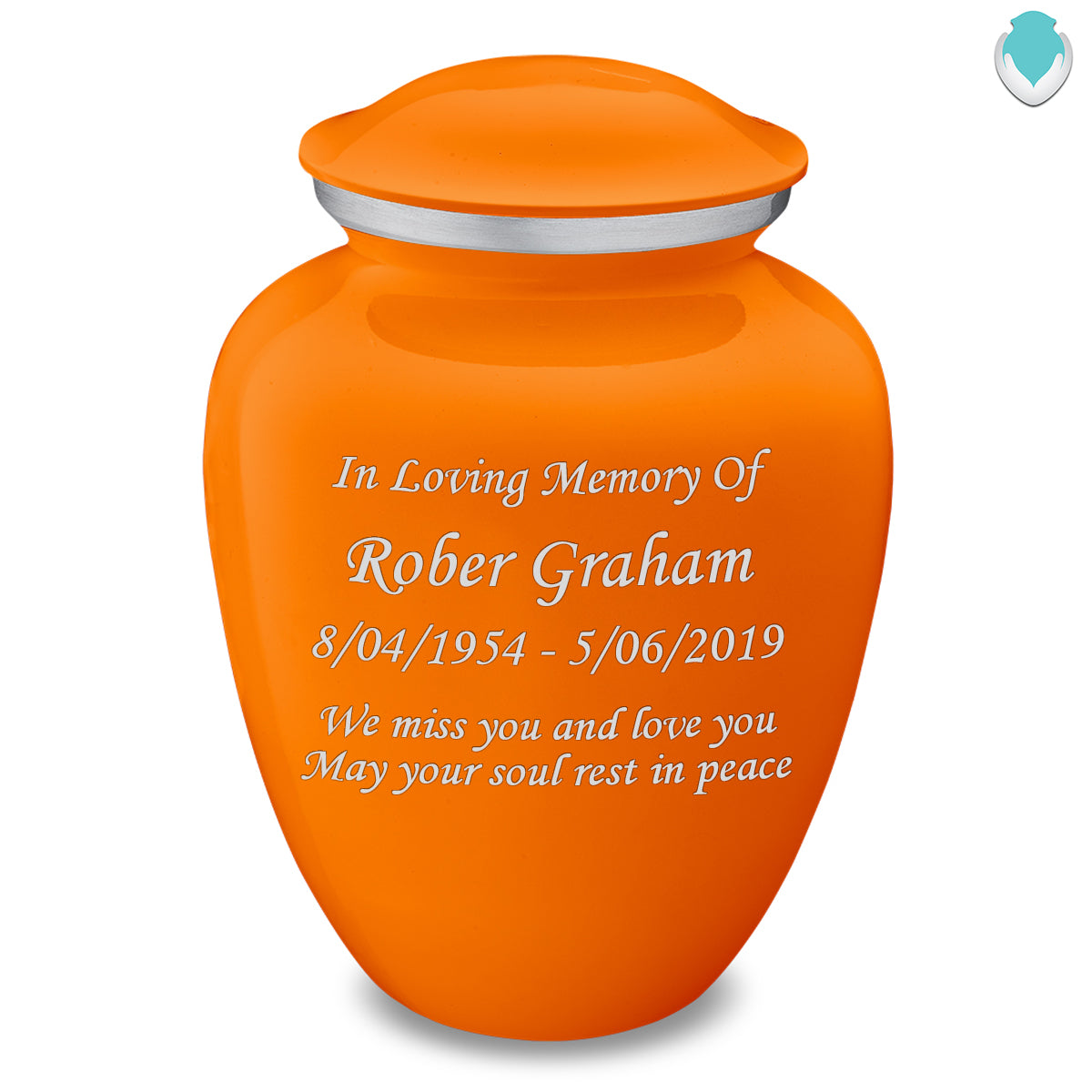 Adult Embrace Burnt Orange Custom Engraved Cremation Urn