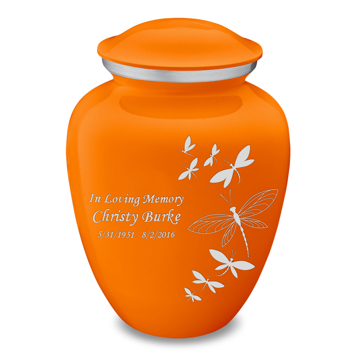 Adult Embrace Burnt Orange Dragonflies Cremation Urn