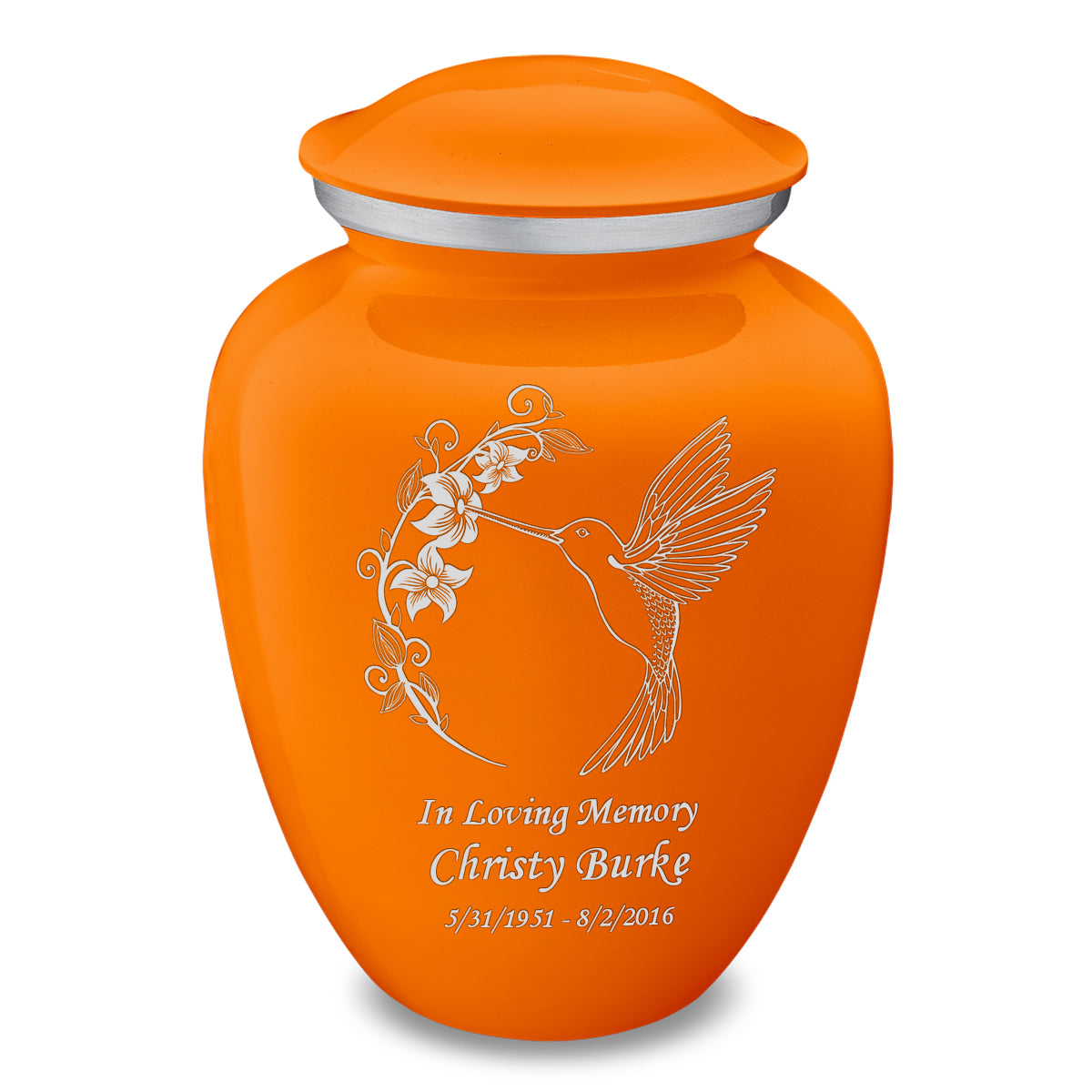 Adult Embrace Burnt Orange Hummingbird Cremation Urn