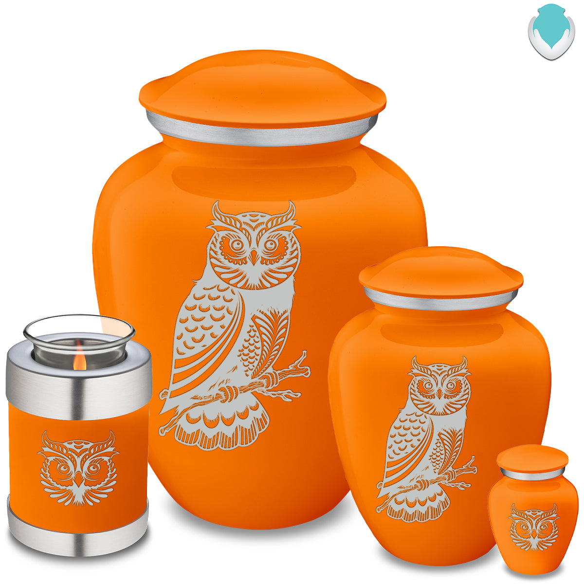 Medium Embrace Burnt Orange Owl Cremation Urn
