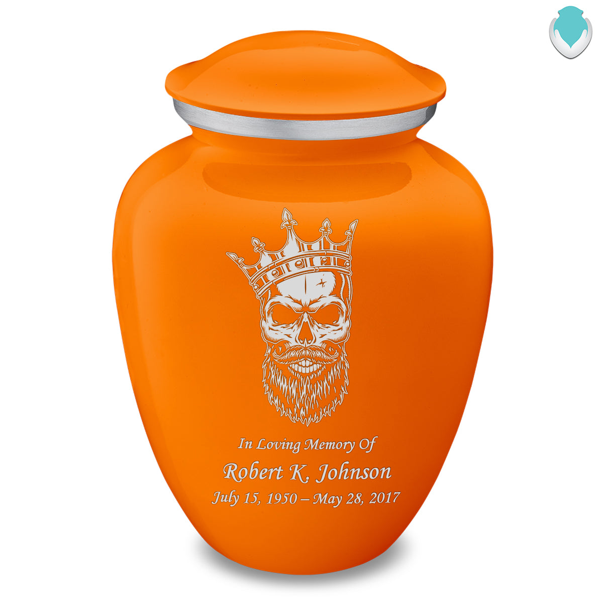 Adult Embrace Burnt Orange Skull Cremation Urn