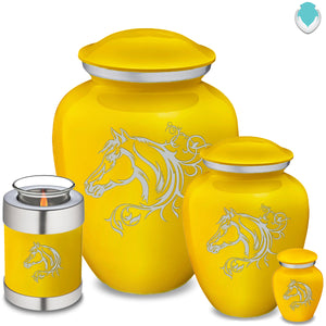 Medium Embrace Yellow Horse Cremation Urn