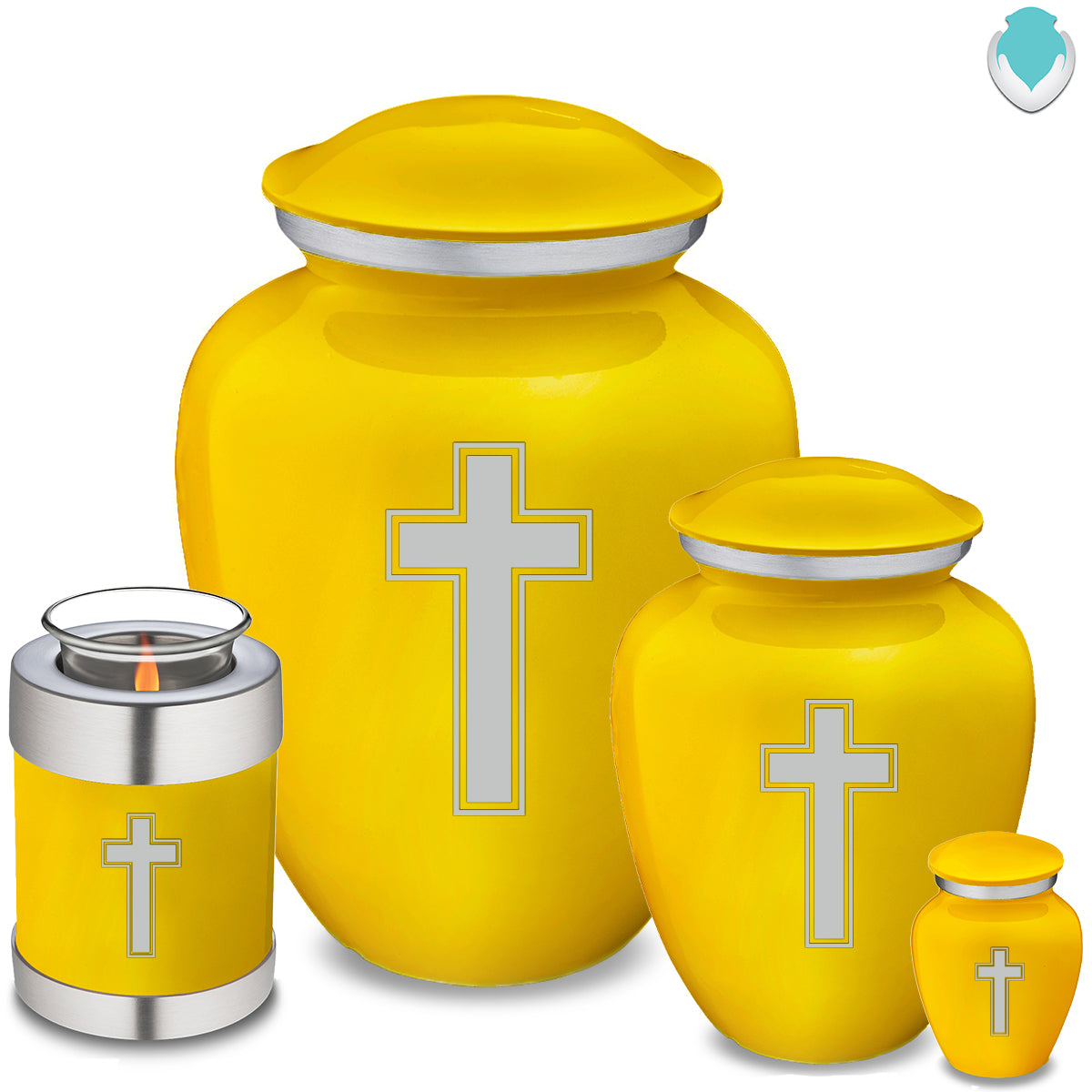 Medium Embrace Yellow Simple Cross Cremation Urn
