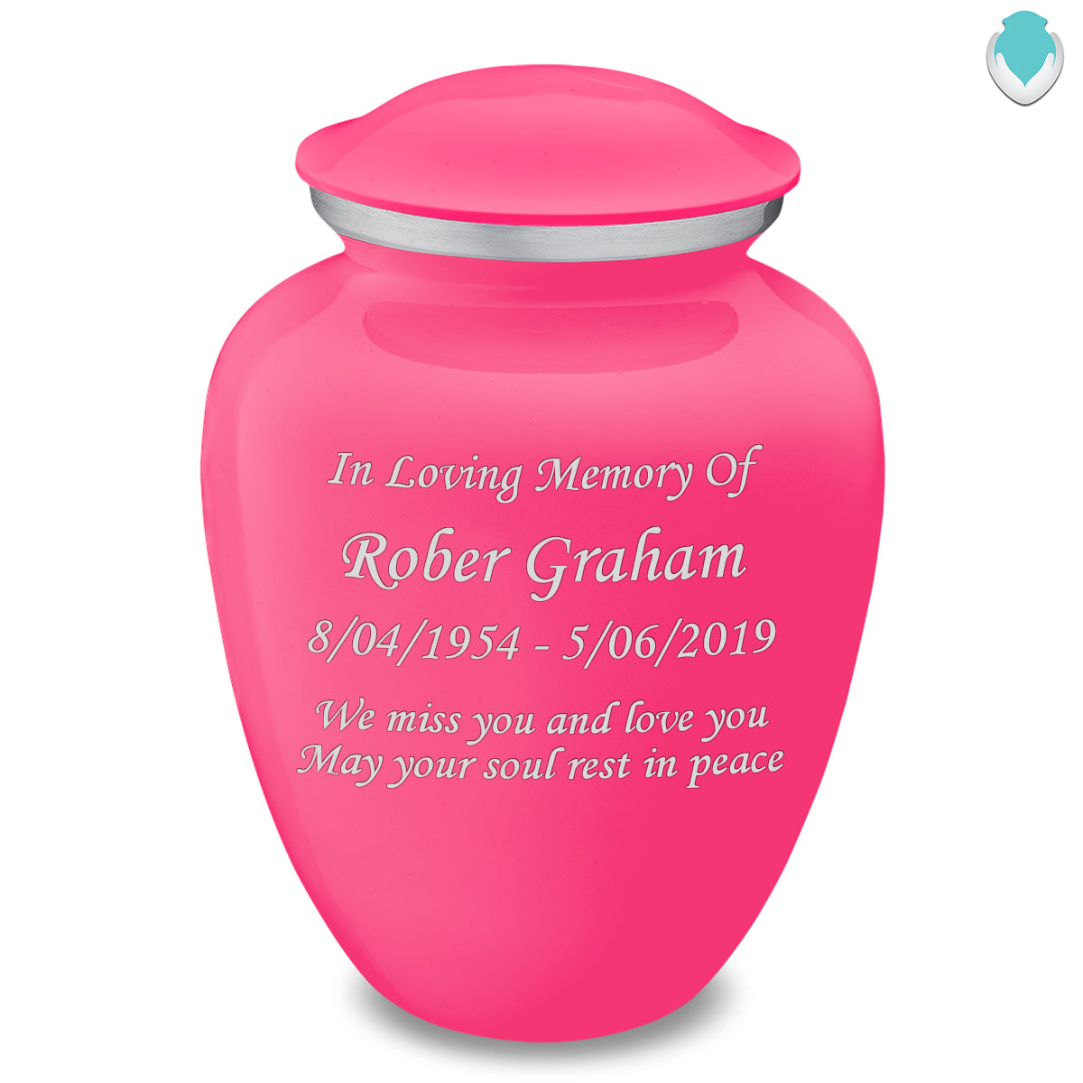 Adult Embrace Bright Pink Custom Engraved Cremation Urn