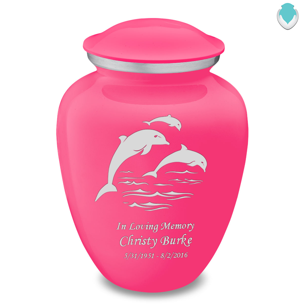 Adult Embrace Bright Pink Dolphins Cremation Urn