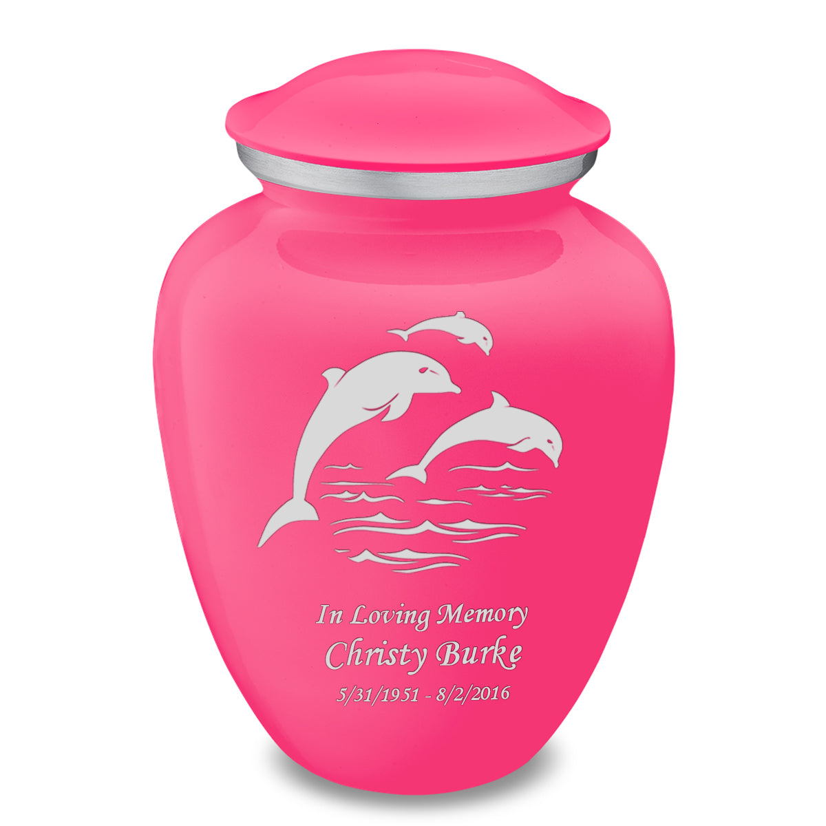 Adult Embrace Bright Pink Dolphins Cremation Urn