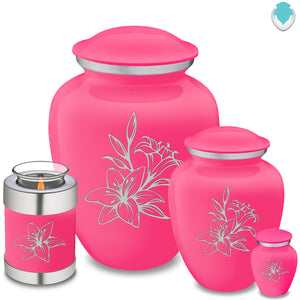Medium Embrace Bright Pink Lily Cremation Urn
