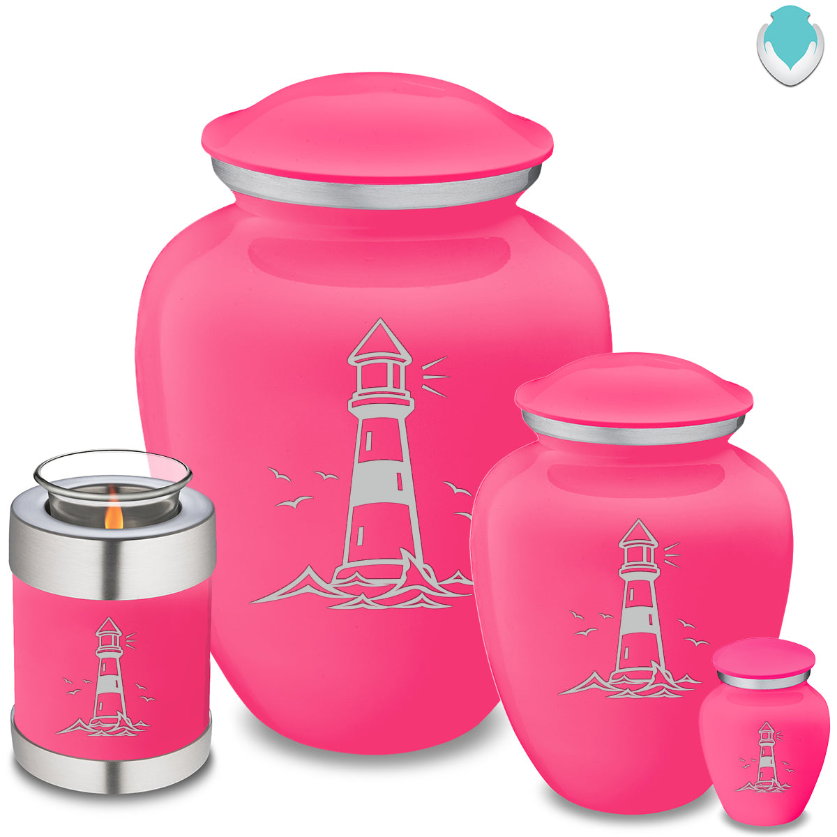 Candle Holder Embrace Bright Pink Lighthouse Cremation Urn