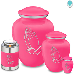 Medium Embrace Bright Pink Praying Hands Cremation Urn