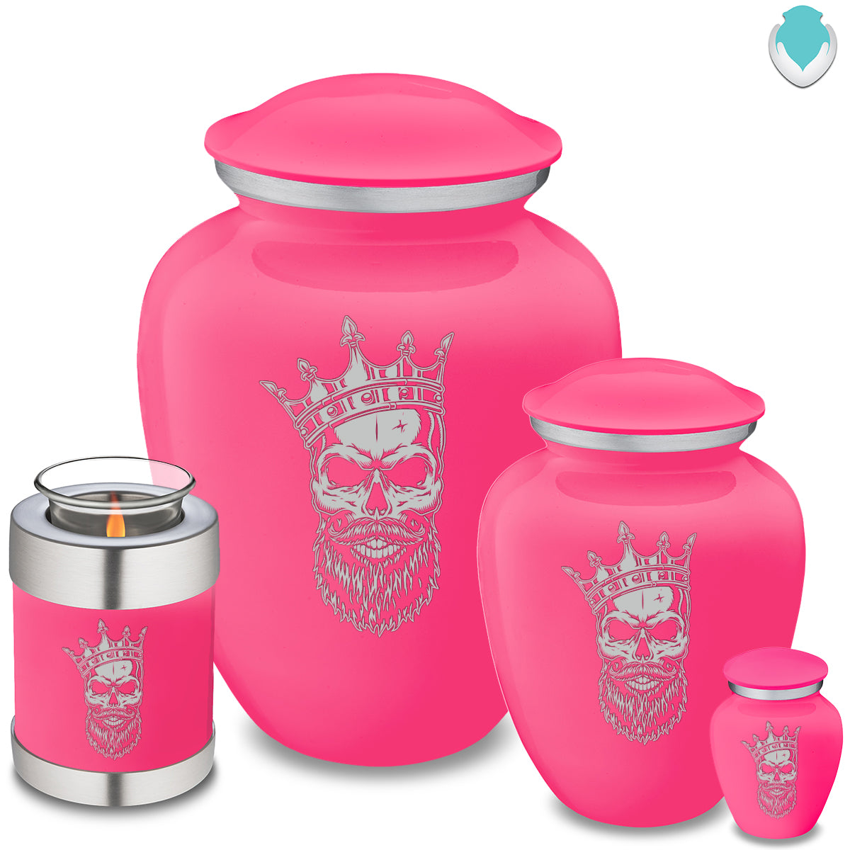 Candle Holder Embrace Bright Pink Skull Cremation Urn