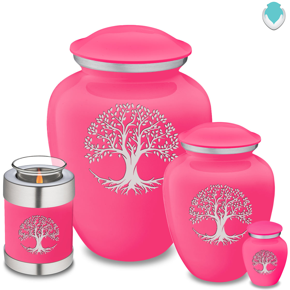 Candle Holder Embrace Bright Pink Tree of Life Cremation Urn
