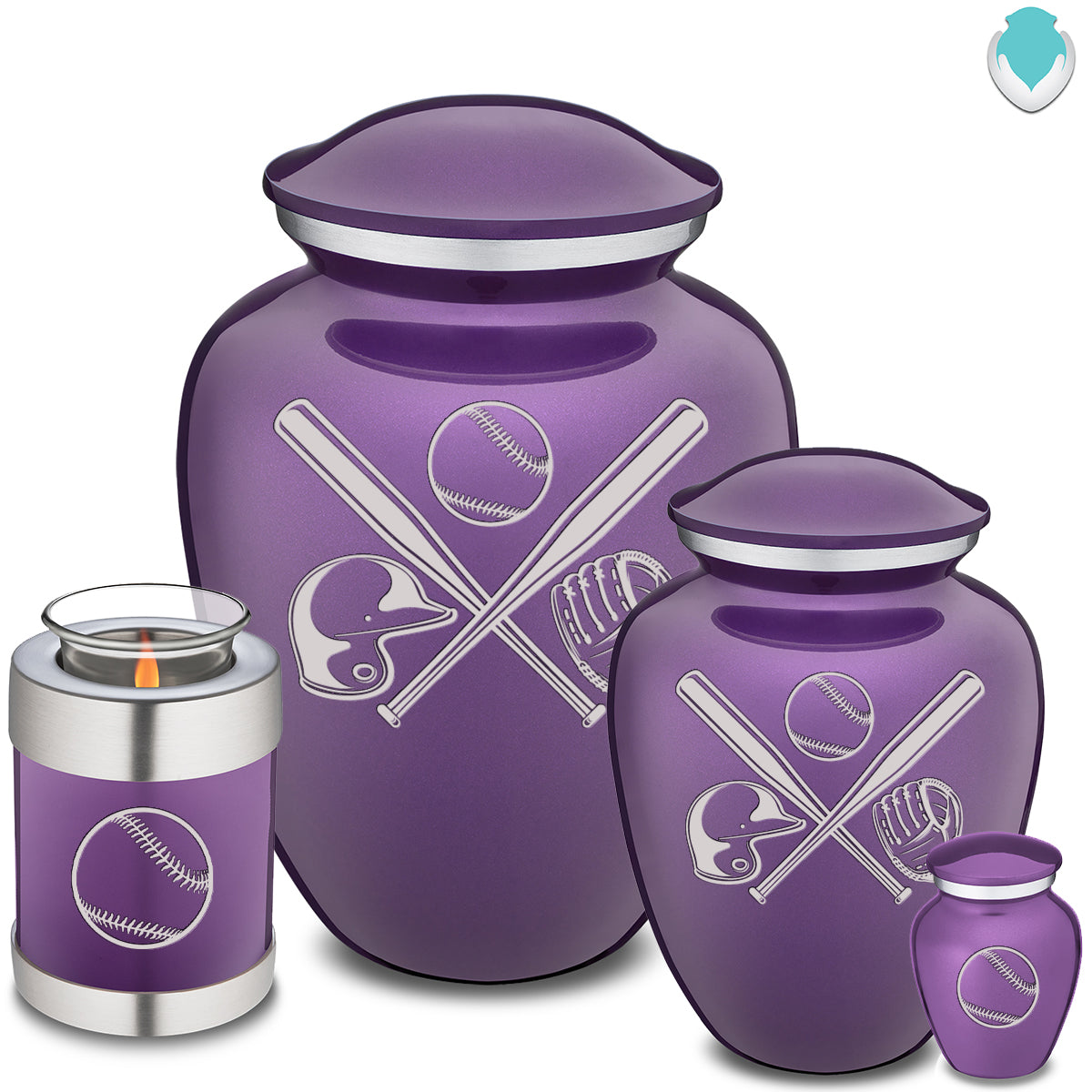 Candle Holder Embrace Purple Baseball Cremation Urn
