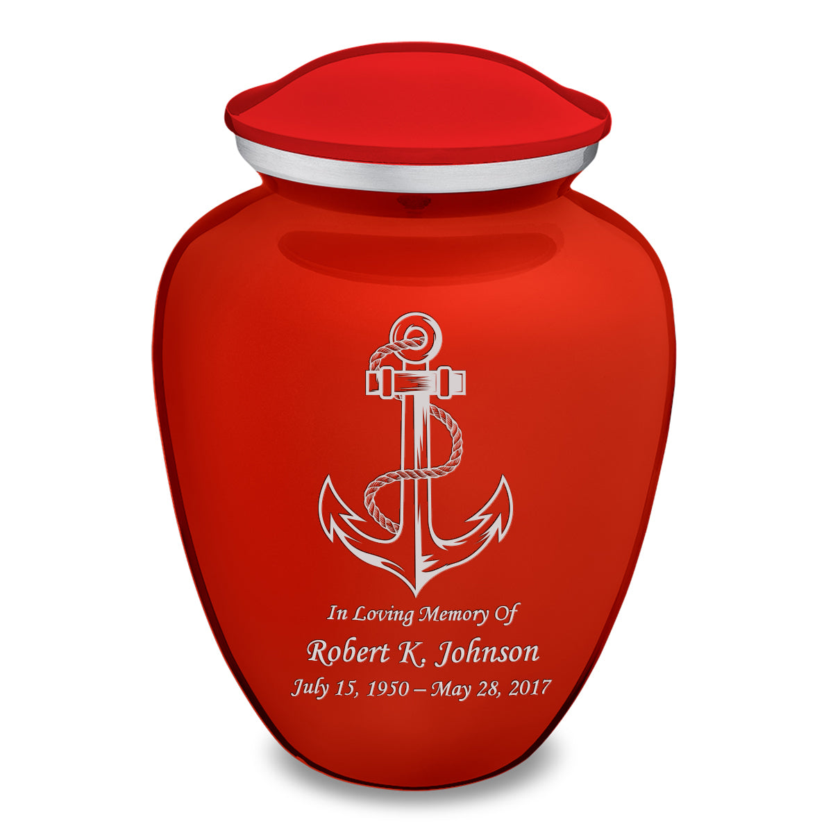 Adult Embrace Bright Red Anchor Cremation Urn