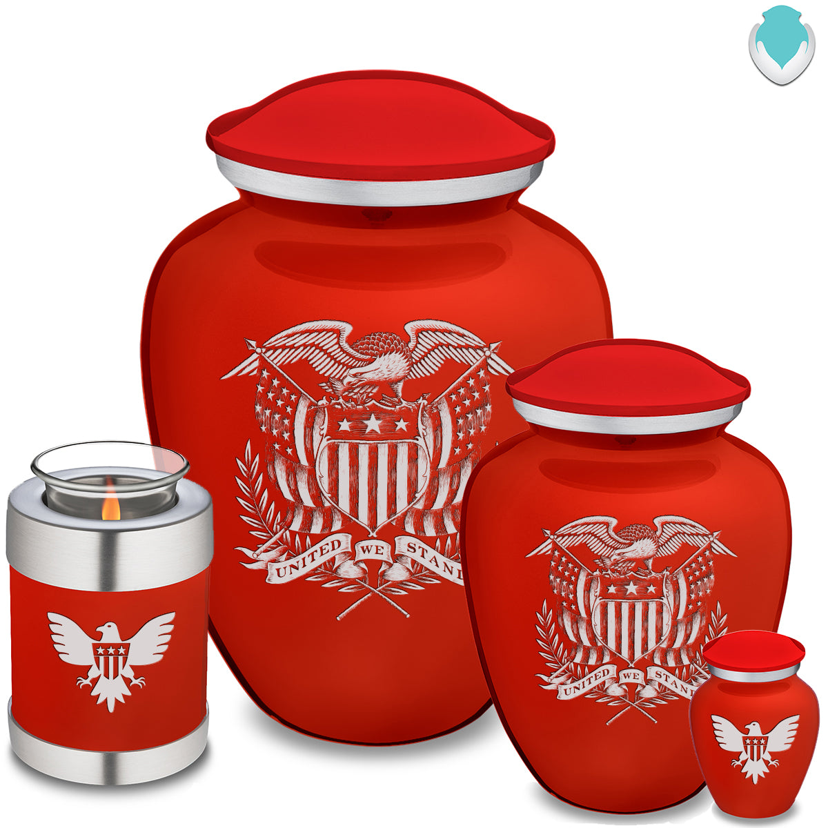 Candle Holder Embrace Bright Red American Glory Cremation Urn