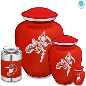Candle Holder Embrace Bright Red Dirt Bike Cremation Urn