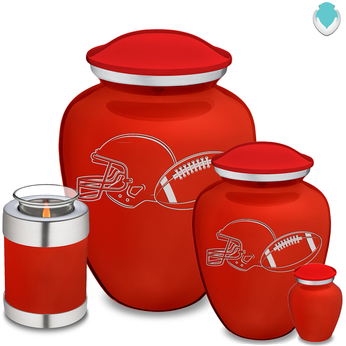 Candle Holder Embrace Bright Red Football Cremation Urn