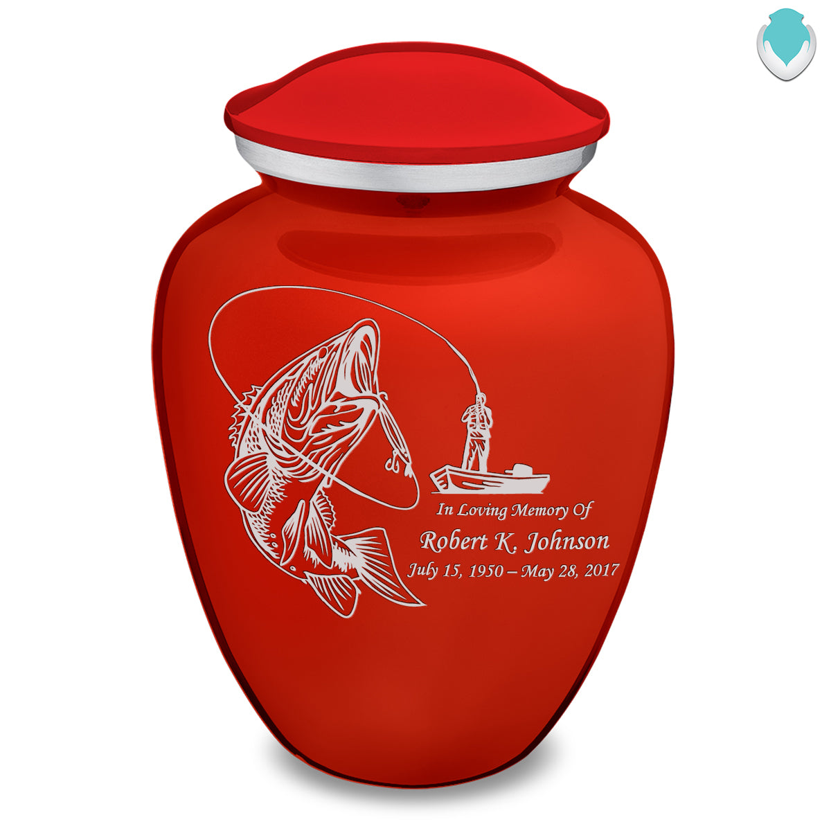 Adult Embrace Bright Red Fishing Cremation Urn