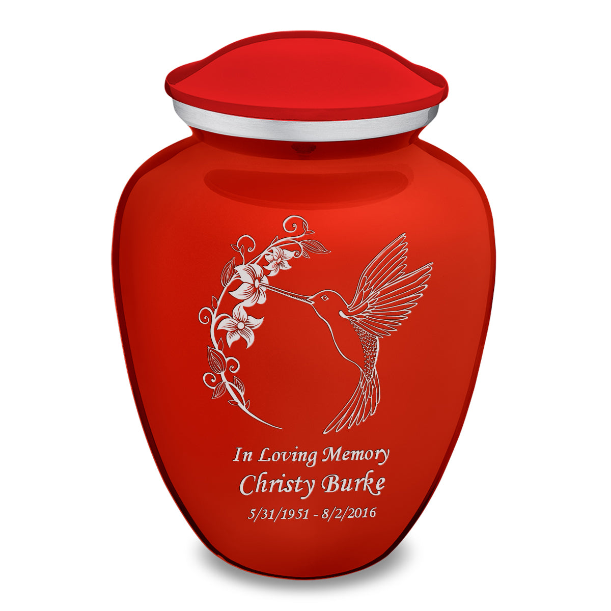Adult Embrace Bright Red Hummingbird Cremation Urn