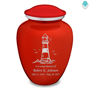 Adult Embrace Bright Red Lighthouse Cremation Urn