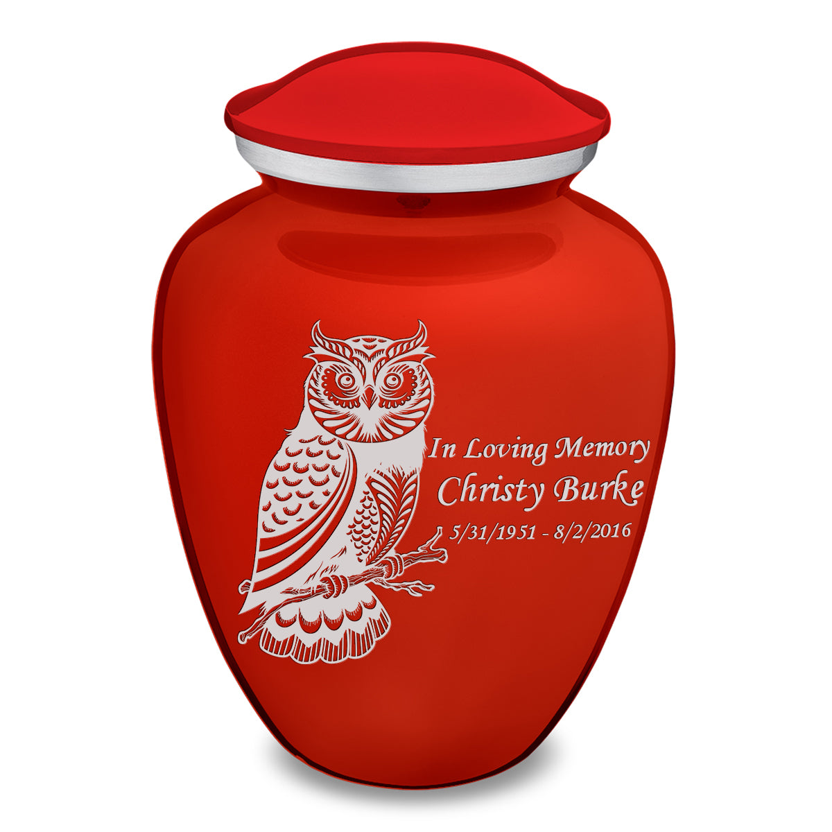 Adult Embrace Bright Red Owl Cremation Urn