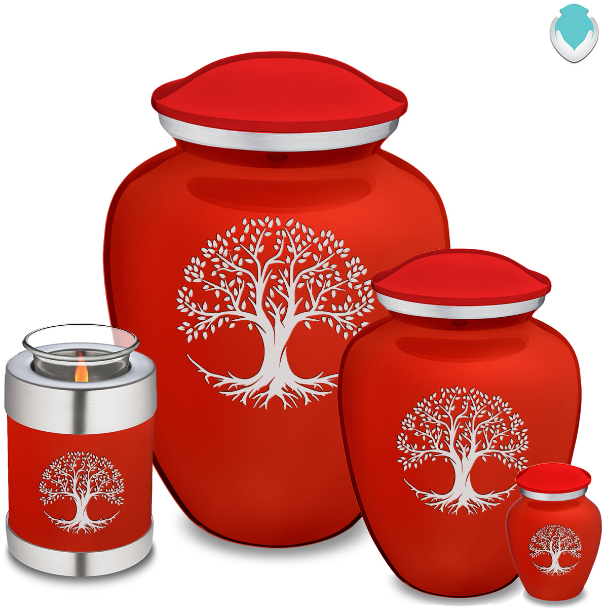 Candle Holder Embrace Bright Red Tree of Life Cremation Urn