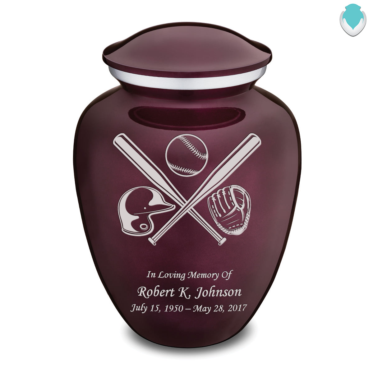 Adult Embrace Cherry Purple Baseball Cremation Urn
