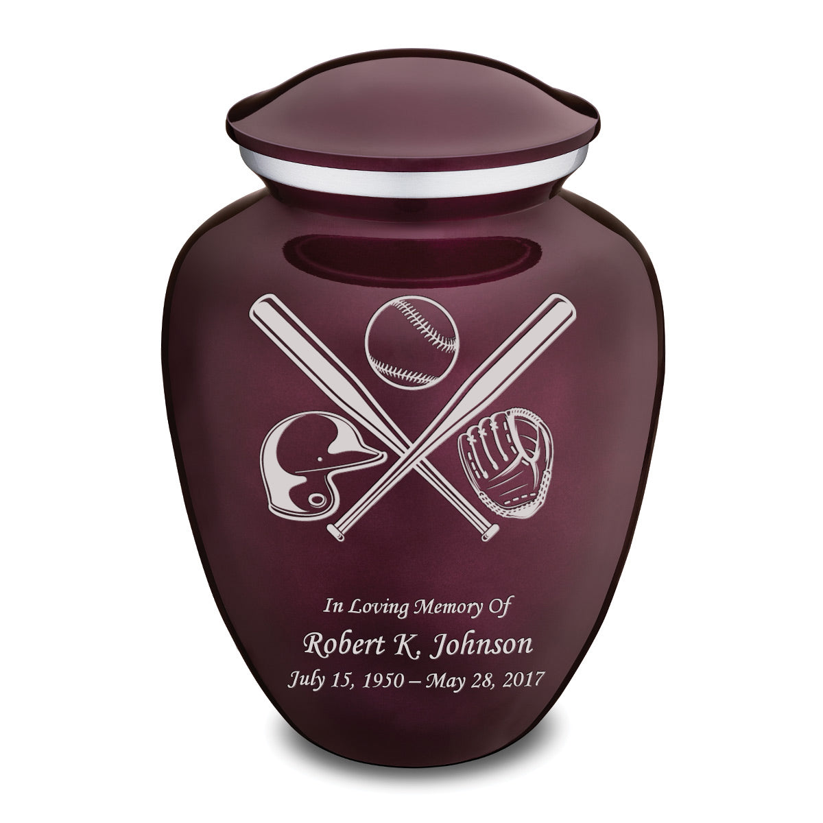 Adult Embrace Cherry Purple Baseball Cremation Urn