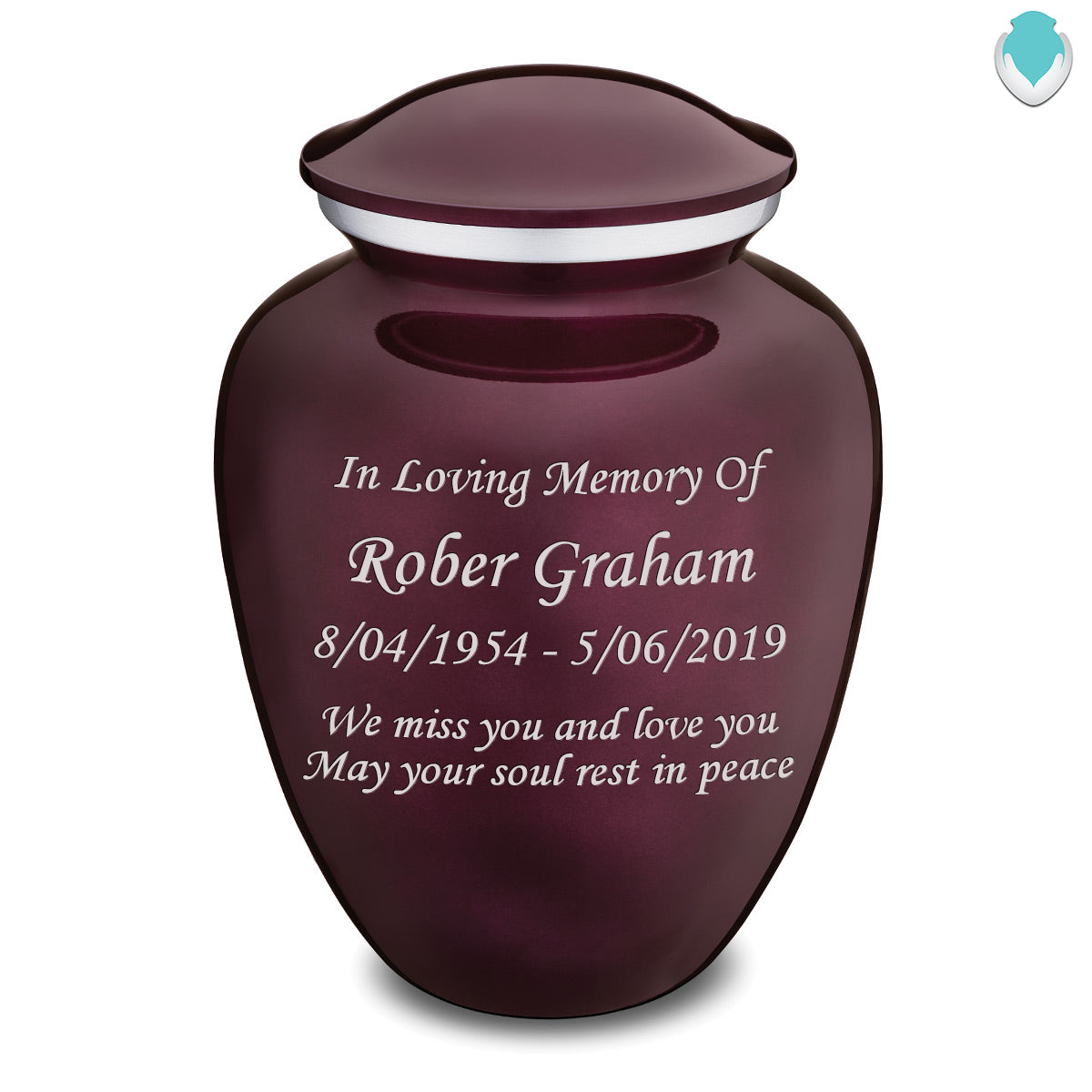 Adult Embrace Cherry Purple Custom Engraved Cremation Urn